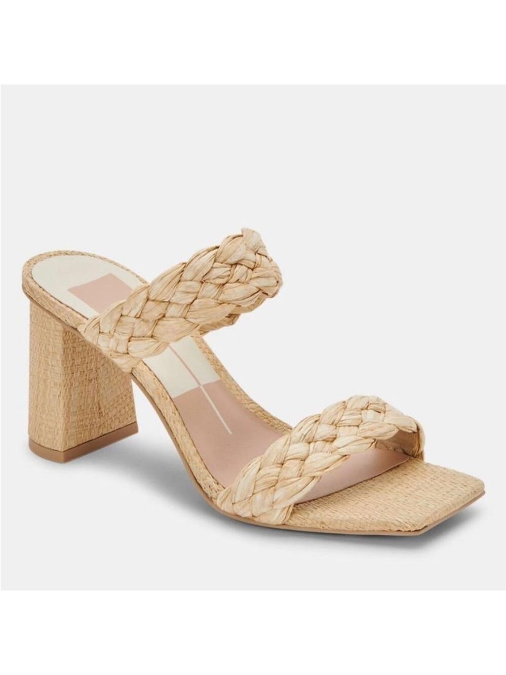 Dolce Vita Pailey Natural Raffia Woven High Heel Slide Sandals - NWT